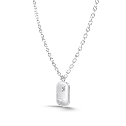 Timeless Fine Jewelry 925 Sterling Silver Rhodium Plated Link Chain 5A Cubic Zirconia Tag Pendant Necklace for Women