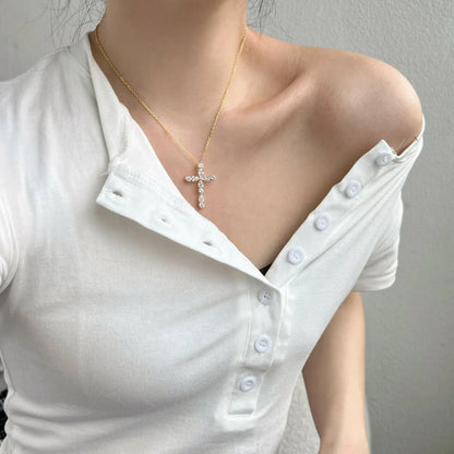 925 Silver Cross CZ Pendant Necklace DY190716 product image 4