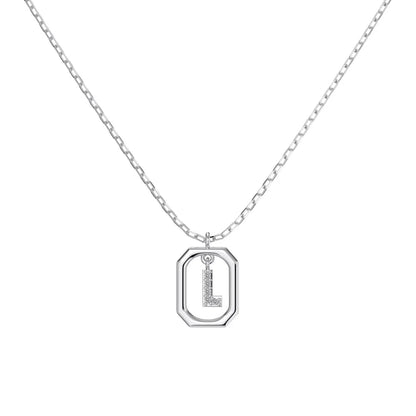 925 Sterling Silver L Initial 5A CZ Necklace product image 7