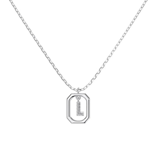925 Sterling Silver L Initial 5A CZ Necklace product image 7