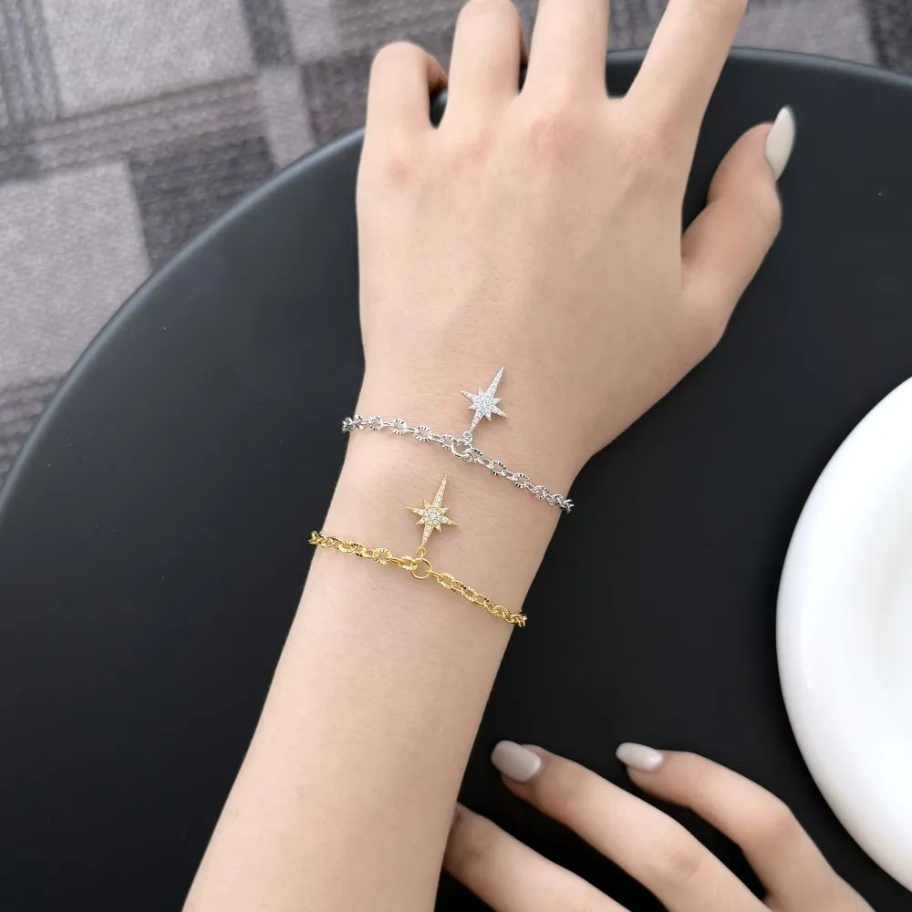 925 Sterling Silver Cross 5A CZ Chain Bracelet product image 2