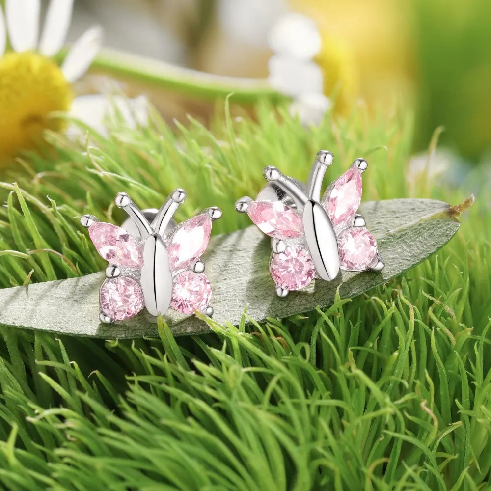 KAKODIY Custom Hypoallergenic Nickel Free 925 Sterling Silver Children's Oval 5A Straight Pull Cube Zirconia Butterfly Stud Accessories - product image 3