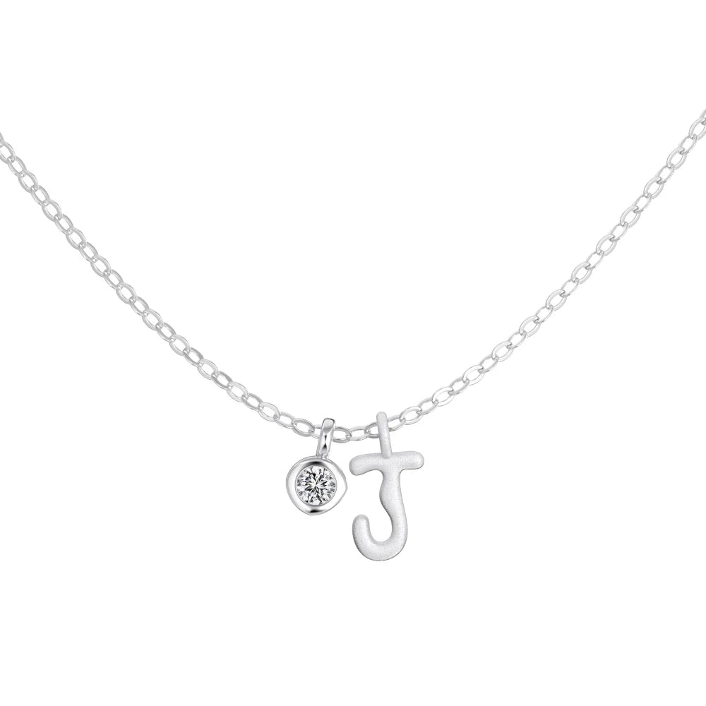 925 Silver J Initial 5A CZ Necklace DY191883 product image 5
