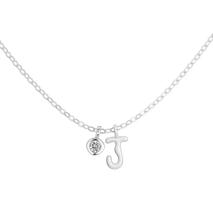 925 Silver J Initial 5A CZ Necklace DY191883 product image 5
