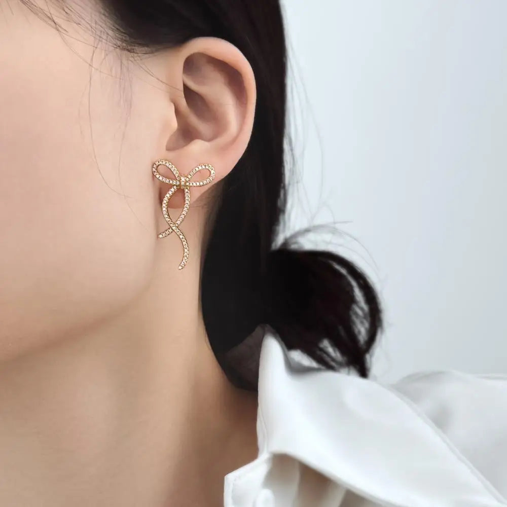 KAKODIY Gold Plated Designer Bow Earrings 925 Sterling Silver Fine Jewelry Earrings - product image 2