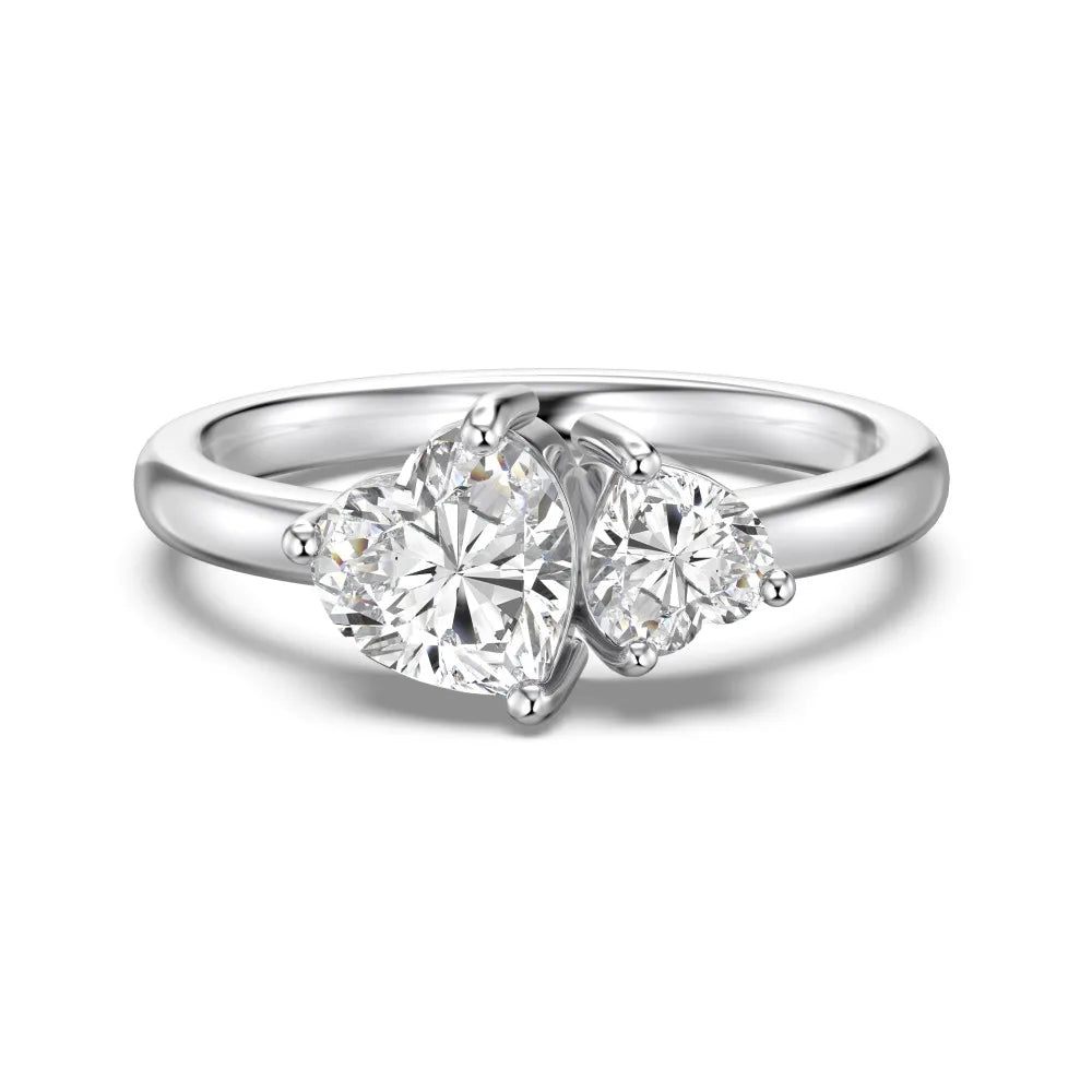Couple Jewelry 925 Sterling Silver Double 5A Cubic Zirconia Stone Jewelry for Wedding Engagement Anniversary Birthday Gift