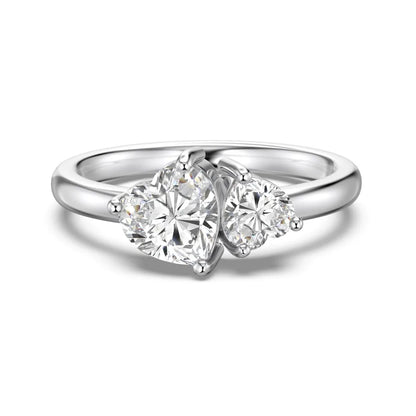 Couple Jewelry 925 Sterling Silver Double 5A Cubic Zirconia Stone Jewelry for Wedding Engagement Anniversary Birthday Gift