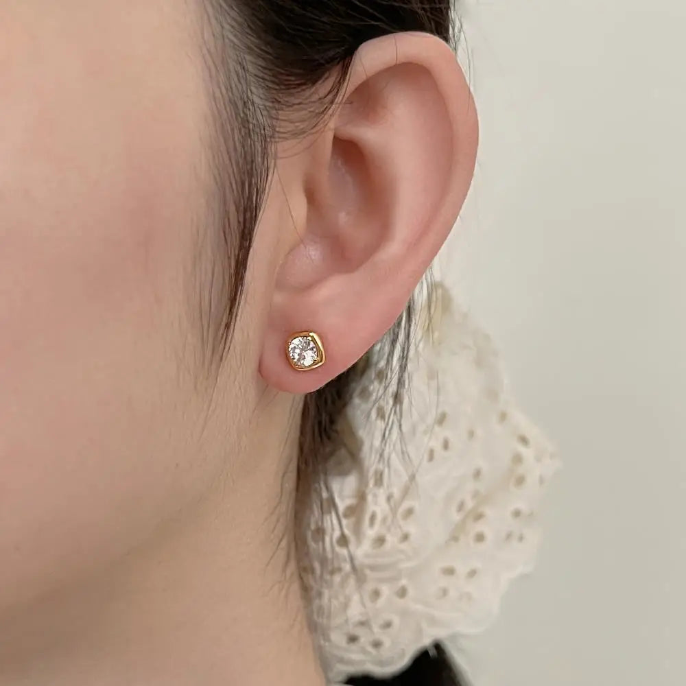 KAKODIY Luxury Gold Plated Earrings 925 Sterling Silver Fine Jewelry Square Stud Earrings - product image 4