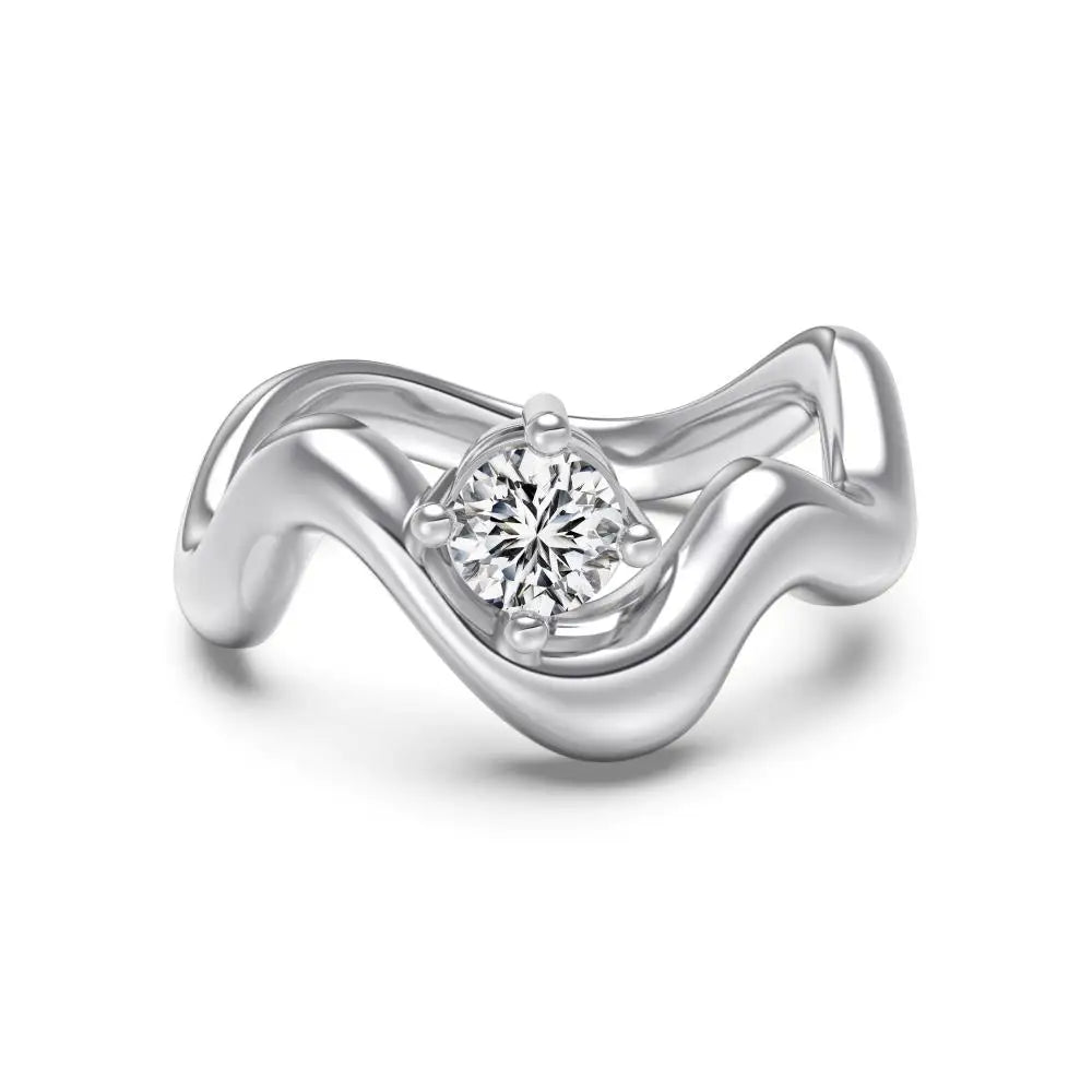 925 Sterling Silver 8A CZ Bridal Engagement Ring by KAKODIY