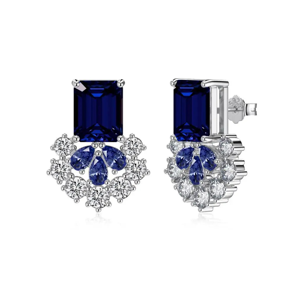 KAKODIY Aquamarine Gemstone New Design 925 Sterling Silver Matte 5A Cubic Zirconia Stud Earrings - product image 1