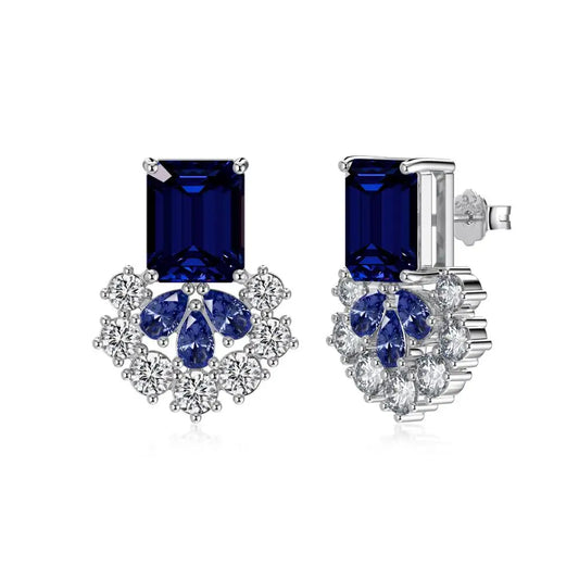 KAKODIY Aquamarine Gemstone New Design 925 Sterling Silver Matte 5A Cubic Zirconia Stud Earrings - product image 1