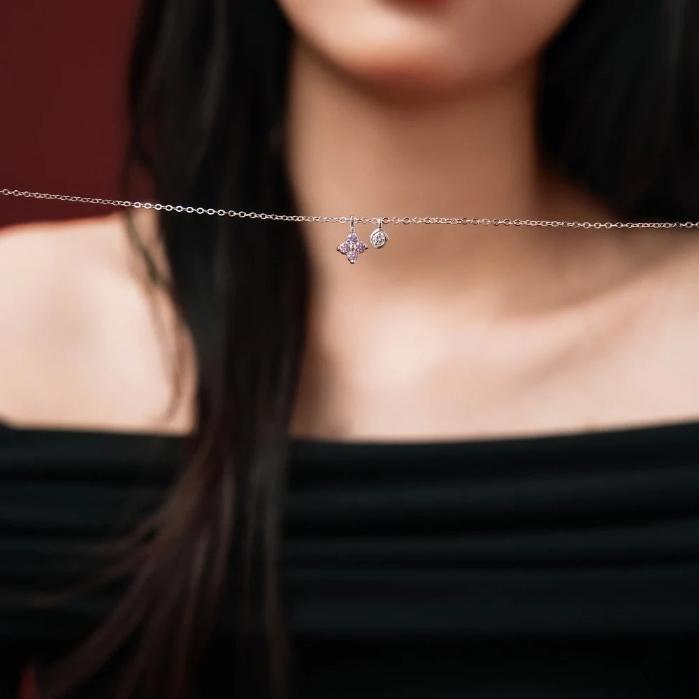 925 Sterling Silver Clover 5A CZ Lariat Necklace product image 5
