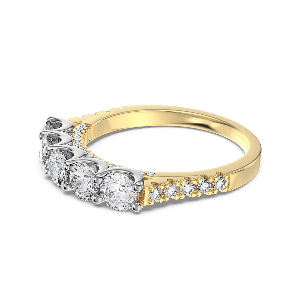 Exclusive Design Dichroic Plating Sterling Silver 5A Cubic Zirconia Wedding Eternity Promise Engagement Women Band Rings