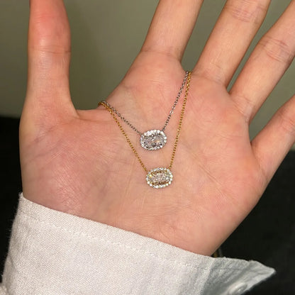 Hot Sale High Quality S925 Silver Jewelry Round Oval 8A Cz Zirconia Pendant Necklace 18K Gold Plated Necklaces for Women