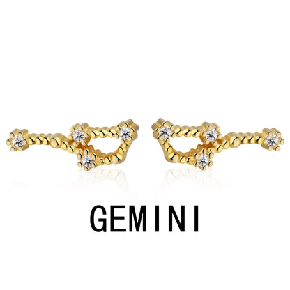 KAKODIY Aquarius Stud Earrings with Zircon 925 Sterling Silver Stud Christmas Gift Luxury Earrings Fashion