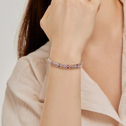 Wholesale Candy Color Jewelry Simple Ins Designer Bracelet Handmade Sterling Silver S925 Rainbow Tennis Bracelets Women