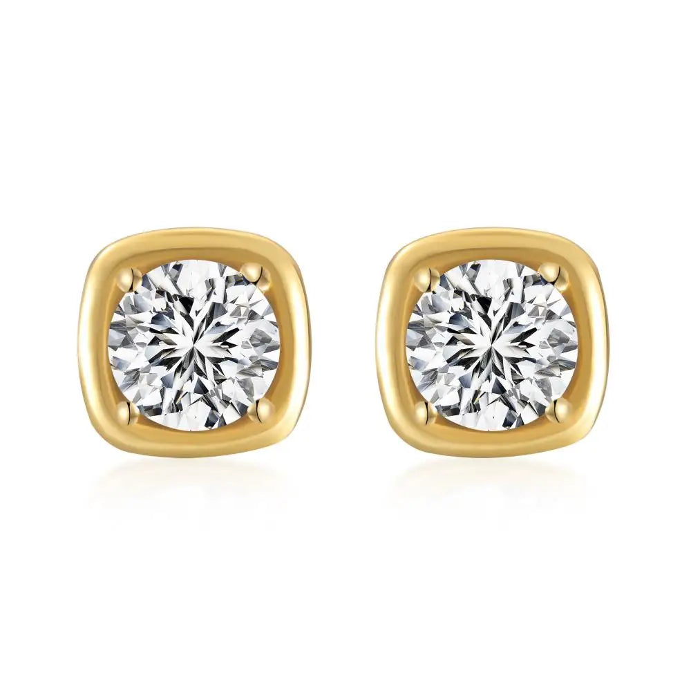KAKODIY Luxury Gold Plated Earrings 925 Sterling Silver Fine Jewelry Square Stud Earrings - product image 1