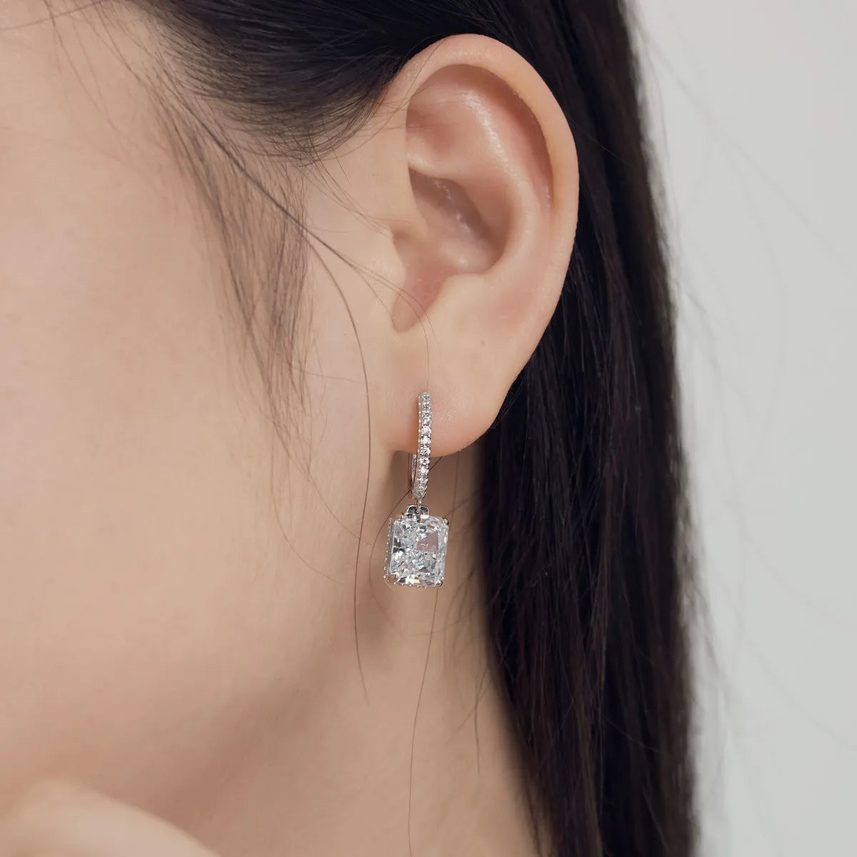 Minimalism Bridal 18K Gold Plated Wedding Drop Earring Cz Cubic Zirconia Jewelry 925 Silver Hoop Huggies Earrings Women