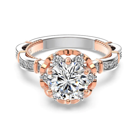 925 Sterling Silver Flower 5A CZ Engagement Ring by KAKODIY