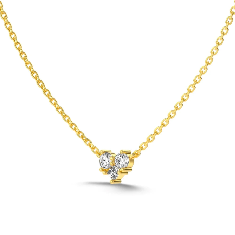 Minimalist Design Fashion Jewelry S925 Silver Rhodium 18K Gold Plated Tiny Love Heart Pendant Necklaces with 5A Zirconia