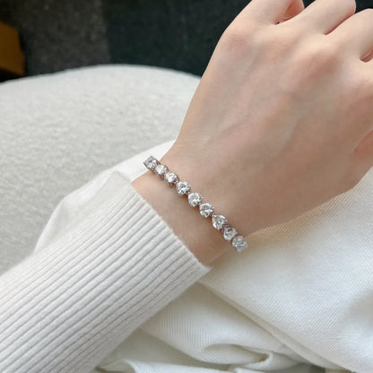 Classic Iced Out Heart Shape Tennis Bracelet Sterling Silver Cz Cubic Zirconia Bracelet 925 Silver Bracelets For Women