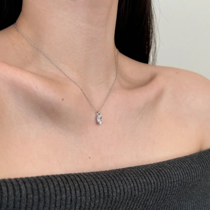 Exquisite Delicate Women Girls Fine Jewelry S925 Silver Solitaire Egg Oval Shape 5A Cubic Zirconia Pendant Necklace