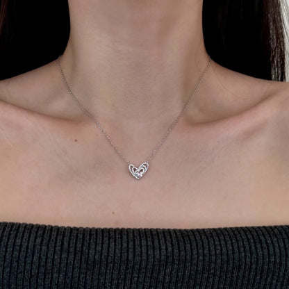 New Designer Fine Fashion Jewelry 925 Sterling Silver Non Tarnish Link Chain Pink 5A Zirconia Heart Love Pendant Necklace