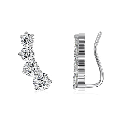 Classic Design Women Fashion Fine Jewelry Wholesale S925 Silver 5A Cubic Zirconia Baguette Circle Bar Shape Stud Earrings