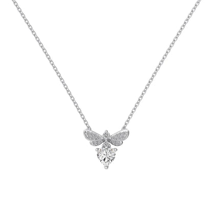 Tiny Cute Design Fine Jewelry Women S925 Silver Link Chain 5A Cubic Zirconia Stone Heart Bee Pendant Necklaces for Women
