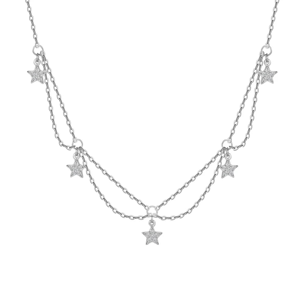 925 Sterling Silver Star CZ Pendant Necklace by KAKODIY
