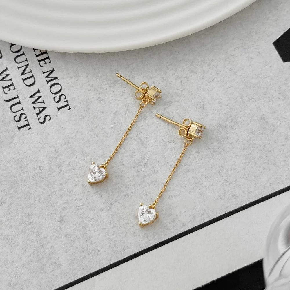 KAKODIY Charm Boutique Fashion Accessories 925 Sterling Silver Earrings Tassel 5A Cubic Zirconia Love Stud Earrings Lady Gift Daily - product image 4