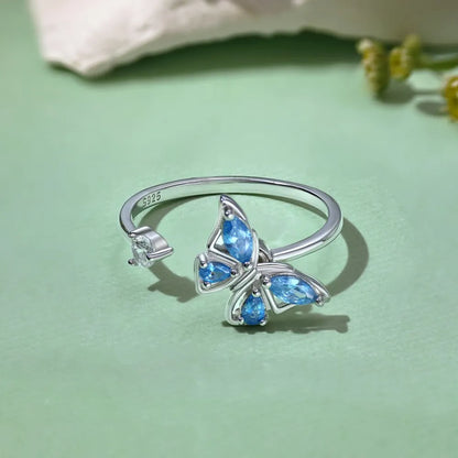 925 Sterling Silver Butterfly CZ Adjustable Ring product image 4