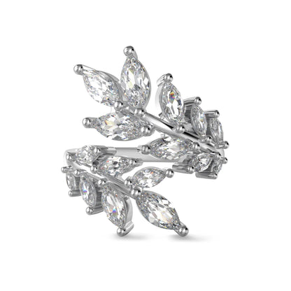 925 Sterling Silver Leaf CZ Personalized Ring by KAKODIY