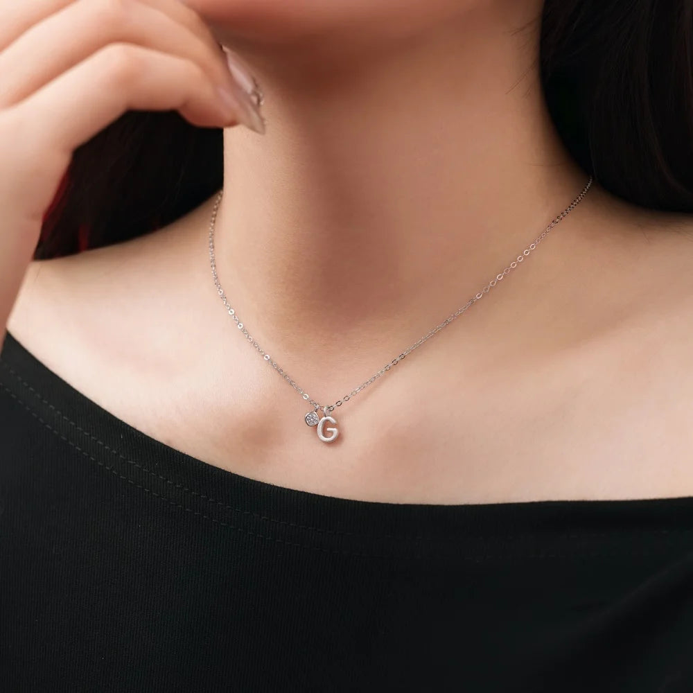 925 Sterling Silver G Initial 5A CZ Necklace product image 4