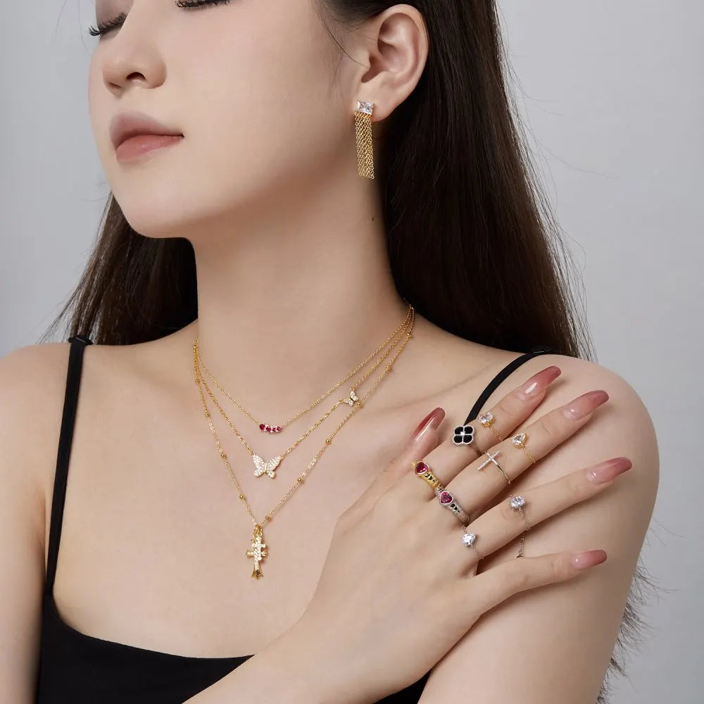 925 Silver Butterfly CZ Pendant Necklace DY190469 product image 6