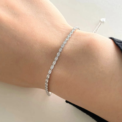 Unisex Weeding Series Unique Stackable Twinkle Zircons Engraved Box Chain 925 Sterling Silver Single Bracelets