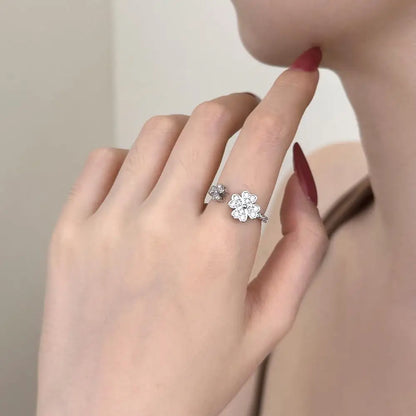 925 Sterling Silver Clover Bridal Engagement Ring product image 6