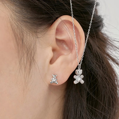 KAKODIY Cute Style Pearl 18K Gold Plated Teddy 925 Sterling Silver Earrings Zircon Cube Zircon Bear Stud Women's Earrings - product image 6