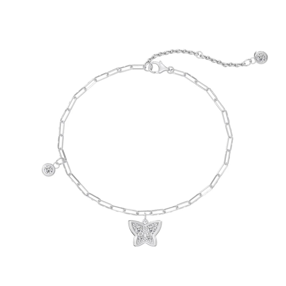 925 Sterling Silver Butterfly 5A CZ Bracelet by KAKODIY