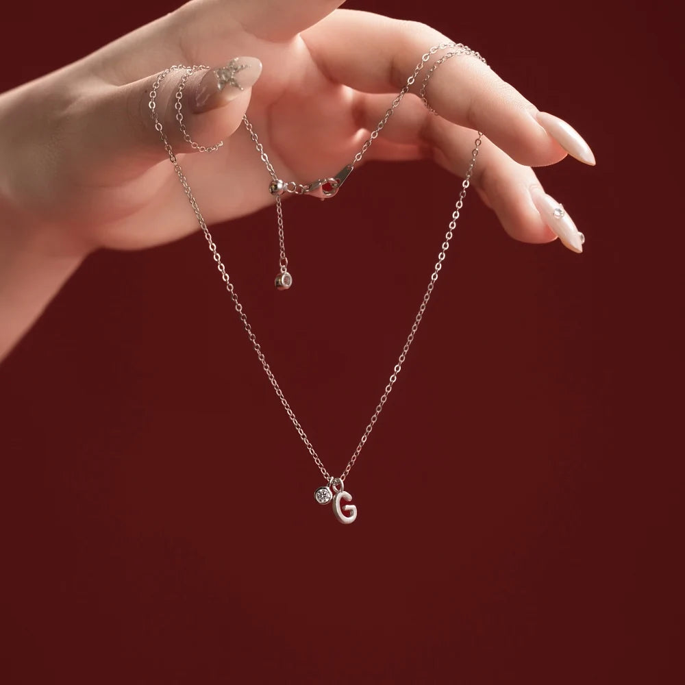 925 Sterling Silver G Initial 5A CZ Necklace product image 2
