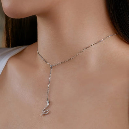 925 Sterling Silver Snake CZ Pendant Necklace product image 3