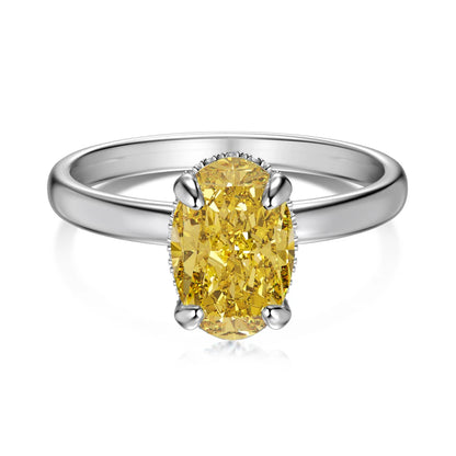 Jewelry Manufacturer Supplier S925 Silver Rhodium Plated Luxury Oval 8A Crushed Iced Out Cut Cubic Zirconia Women Ring
