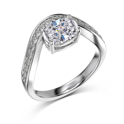 Fine Top Jewelry Manufacturer 925 Sterling Silver Geometric V-shape Oval 5A Cubic Zirconia Wedding Band Women Bridal Rings