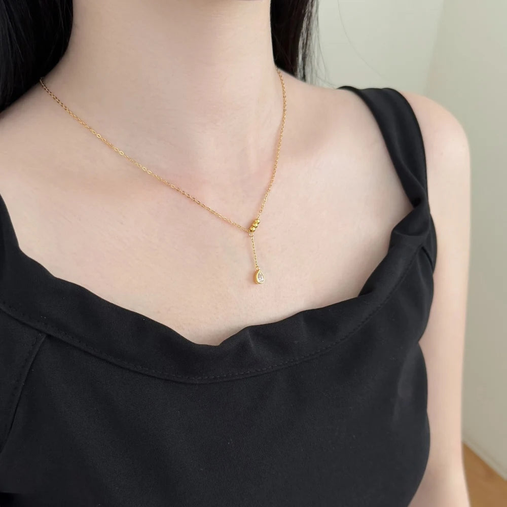 925 Sterling Silver Teardrop CZ Pendant Necklace product image 6