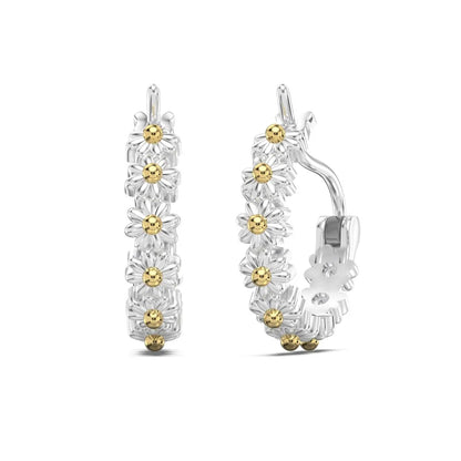 KAKODIY Cute Style Women Hypoallergenic 925 Sterling Silver Rhodium Plated 18K Gold Plated Eternal Jewelry Flower Daisy Clip Earrings