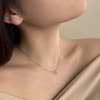 Luxury Tarnish Free S925 Sterling Silver 18K Gold Plated Necklace Chain Fine Jewelry Airplane Pendant Necklaces for Women