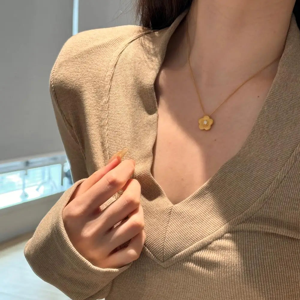 Casual Daily Fine Necklaces Jewellery 5A Zircon Adjustable Flower Pendant Necklace for Girls