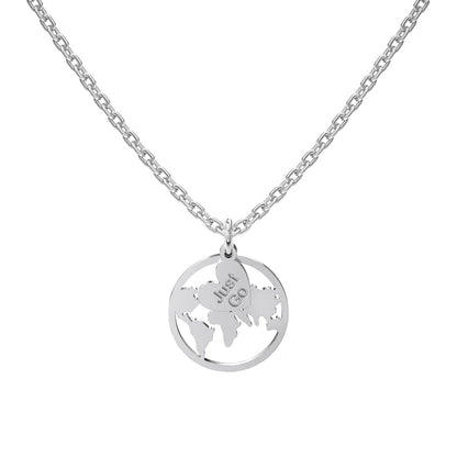 Non Tarnish S925 Sterling Silver Travel Globe World Map Pendant Necklace Round 18K Gold Plated Hollow Out Necklaces Women
