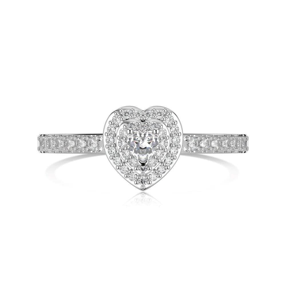 925 Silver Heart CZ Engagement Ring DY121017 product image 7