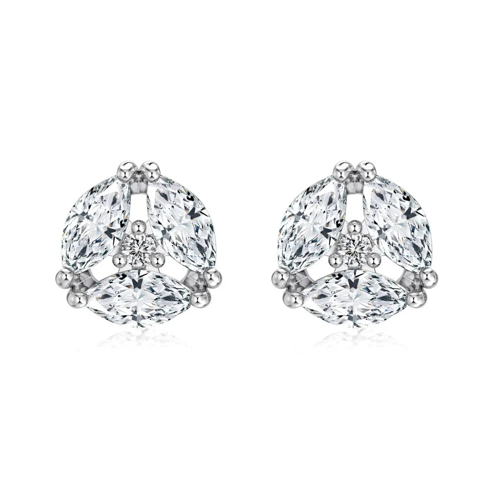KAKODIY Unique Design 925 Sterling Silver Plated Rhodium Shiny 5A Cubic Zirconia Flower Shaped Stud Earrings Women's Jewelry - product image 1